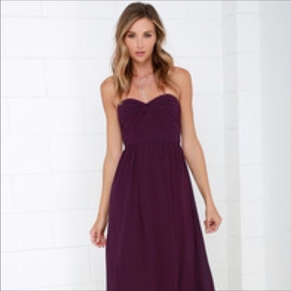 Lulus maxi formal burgundy maroon dark prom dress - Picture 2 of 5